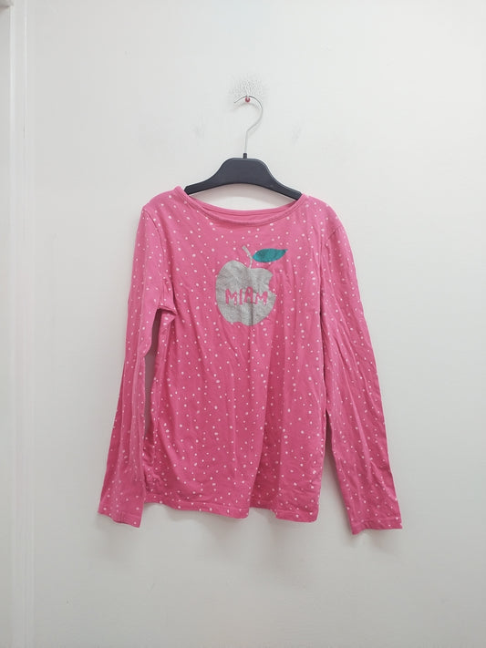 T-shirt manches longues In Extenso rose à pois avec impression Taille 12 Ans