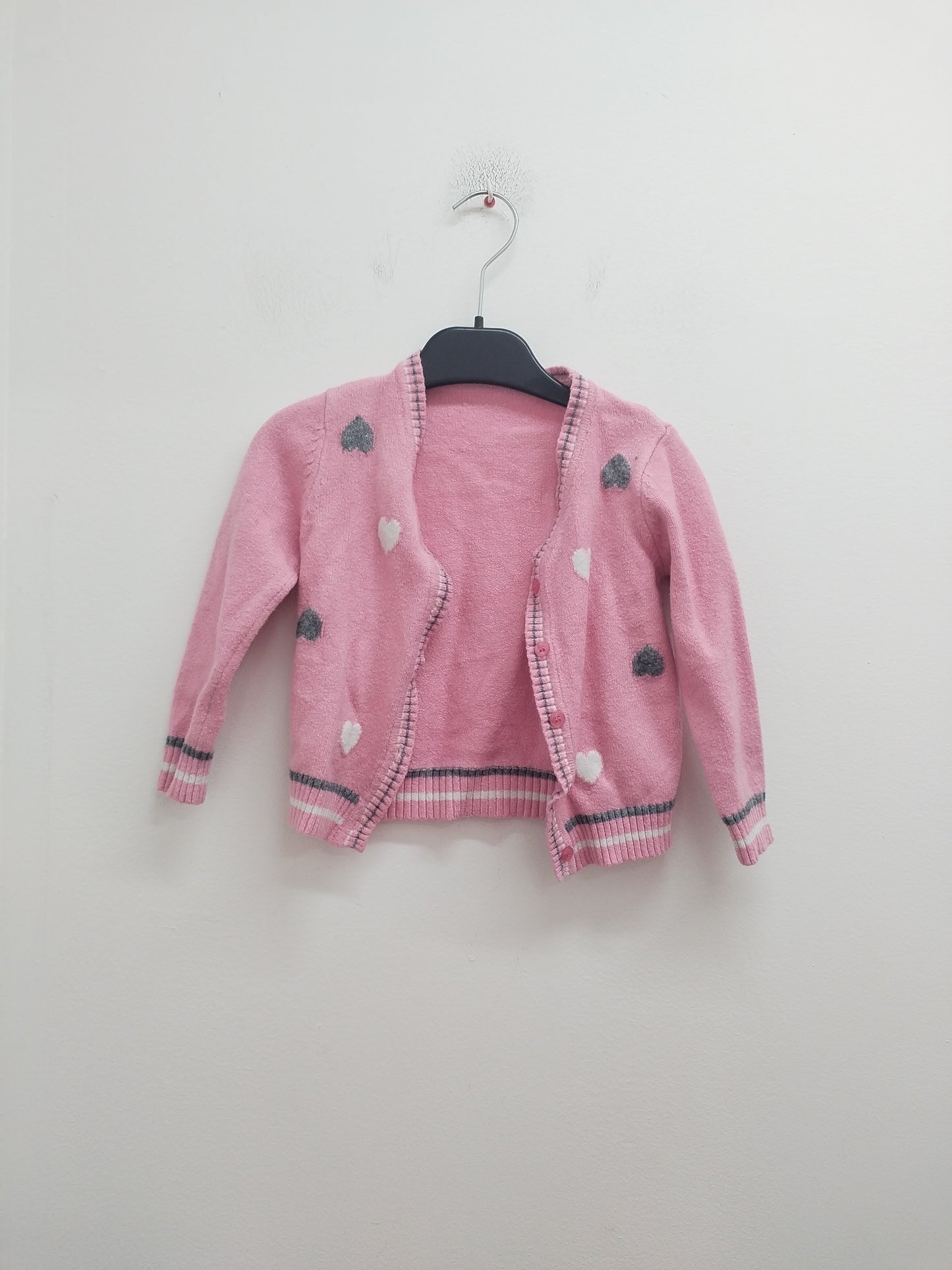 Gilet rose à motifs cœurs Taille 2/3 Ans