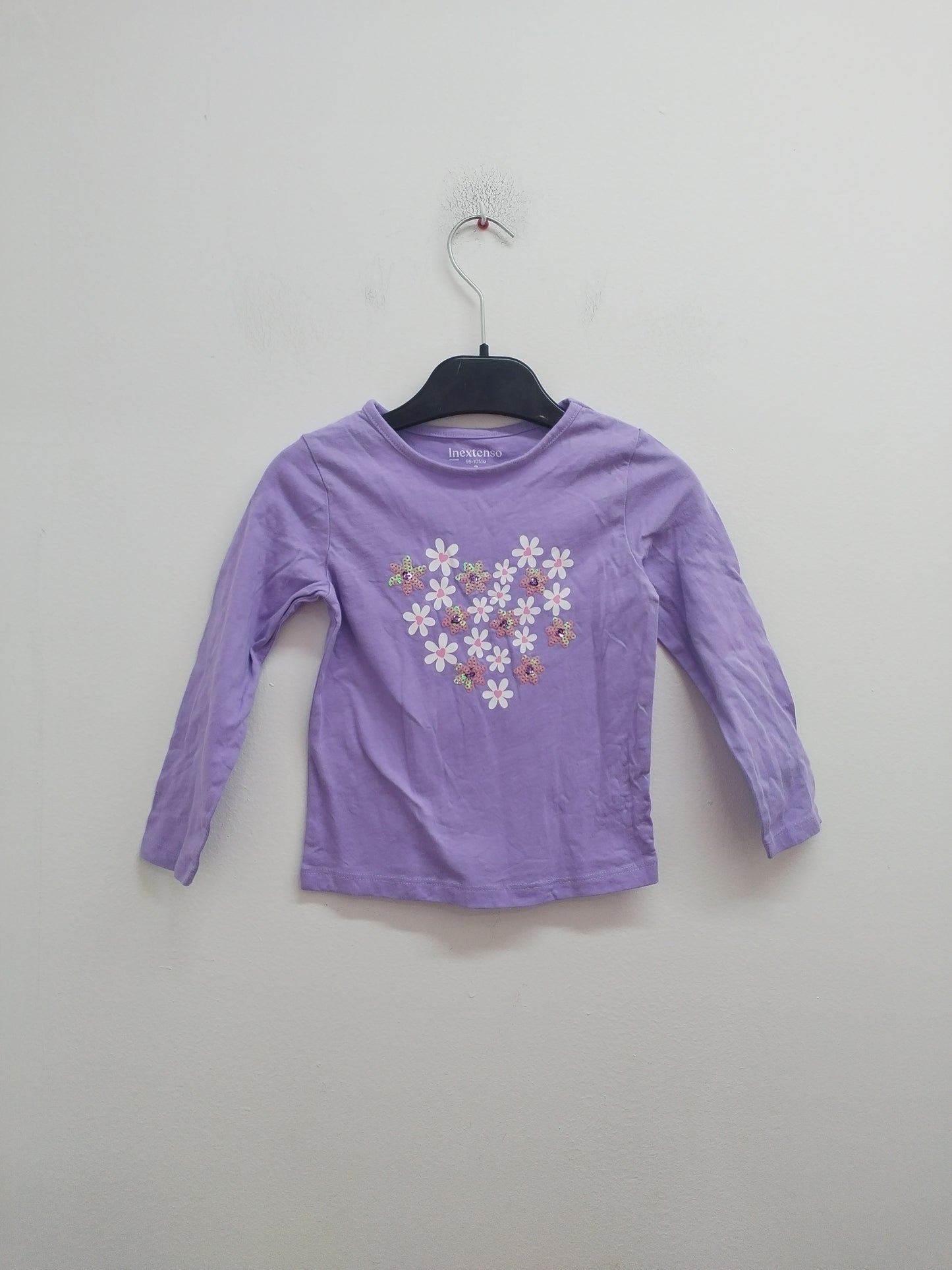 T-shirt manches longues In Extenso violet avec fleurs Taille 3 Ans