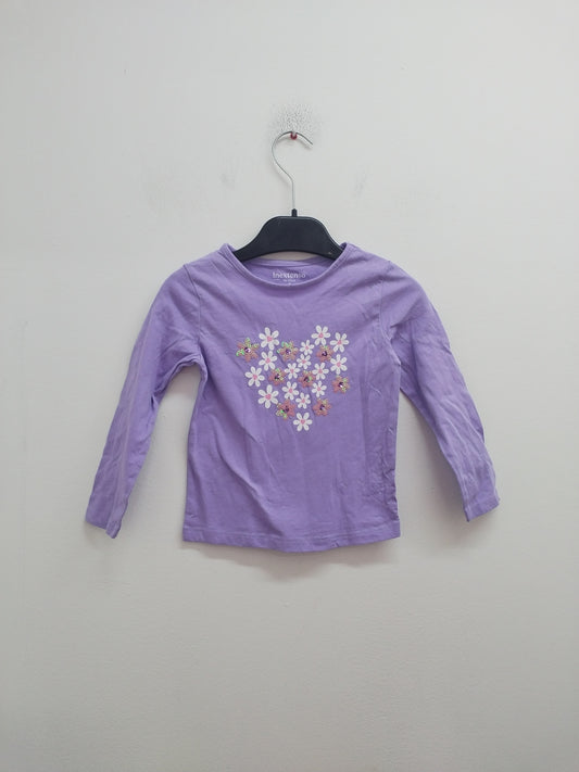 T-shirt manches longues In Extenso violet avec fleurs Taille 3 Ans