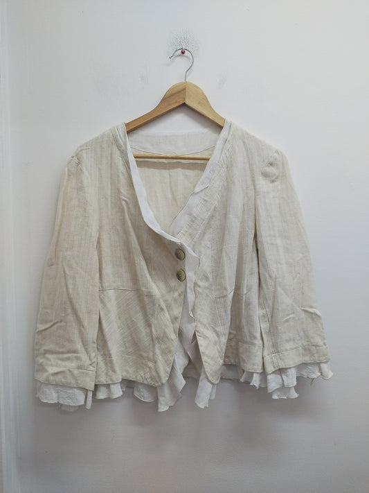 Veste légère manches 3/4 beige et blanche Taille L
