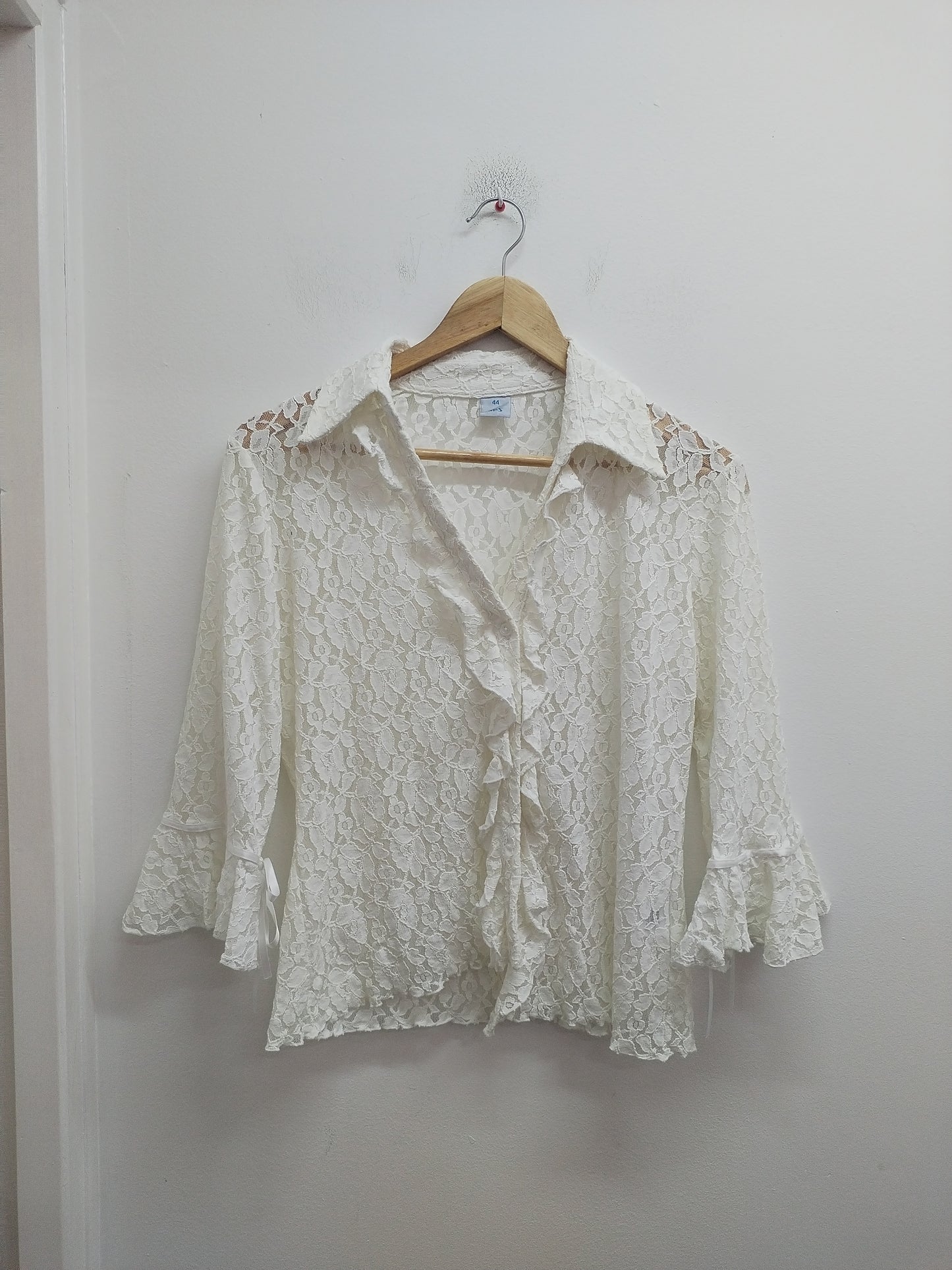 Chemise en dentelle manches 3/4 M&S Mode blanche Taille 44