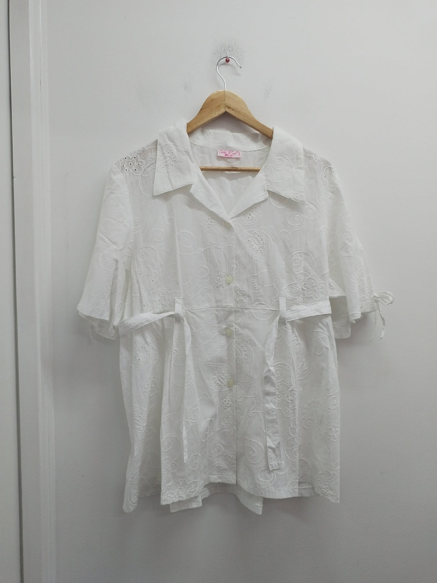 Chemise manches courtes ajourée avec ceinture Côté Rue blanche Taille XL