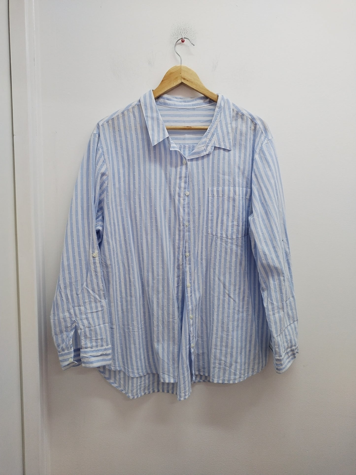Chemise manches longues rayée bleue et blanche Taille XL