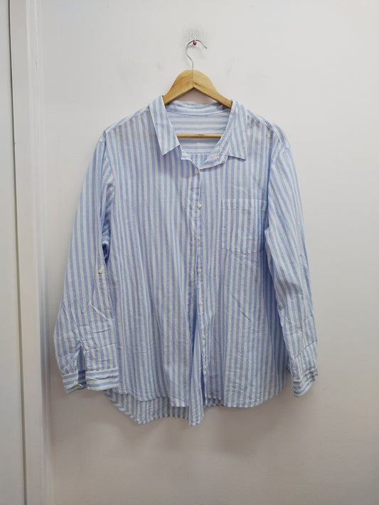 Chemise manches longues rayée bleue et blanche Taille XL