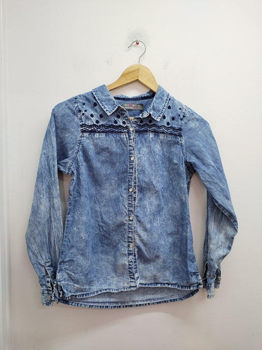 Chemise en jeans Orchestra bleue effet délavée Taille 14 Ans
