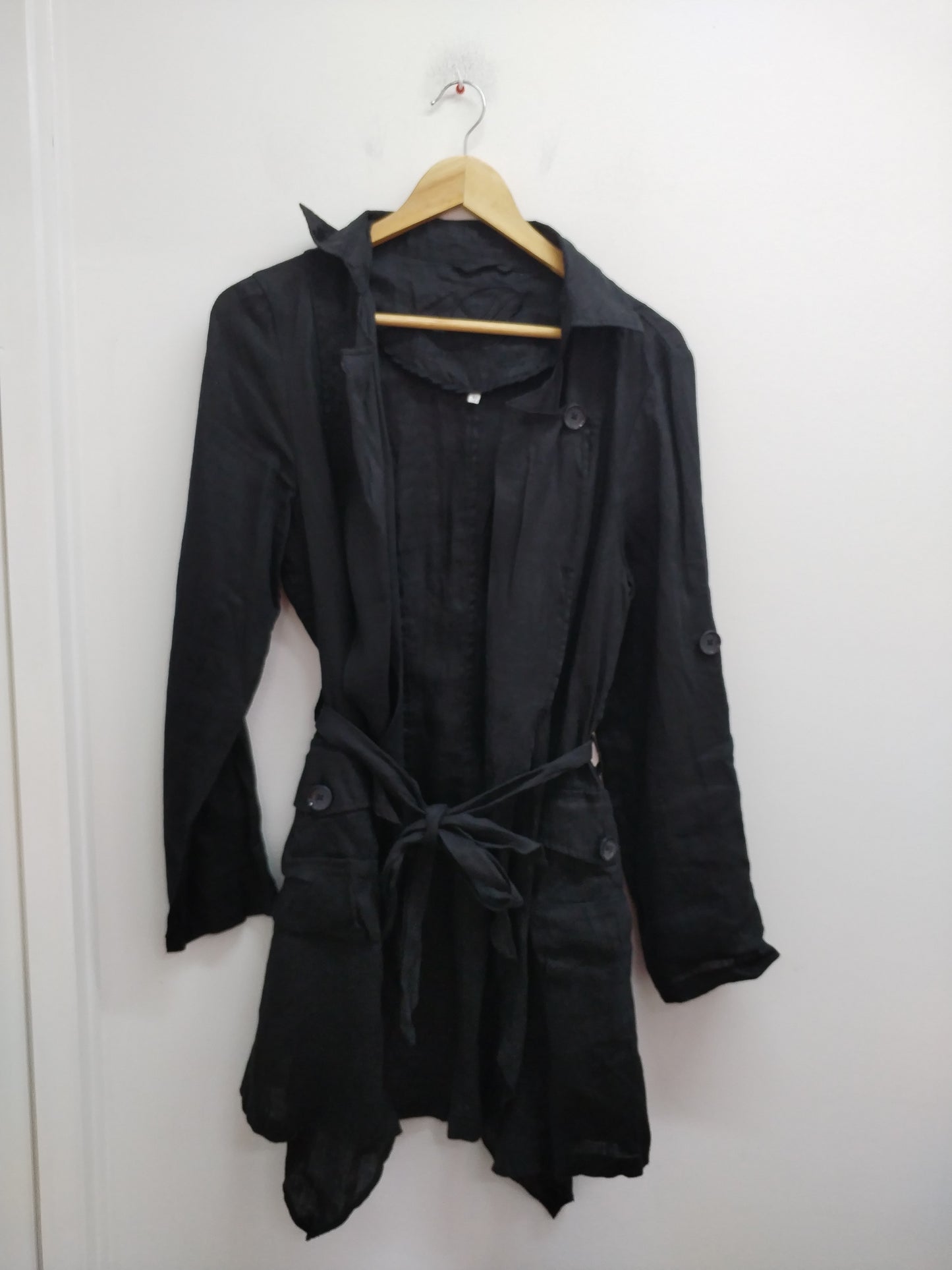 Veste légère Bréal noire en lin avec ceinture Taille 40