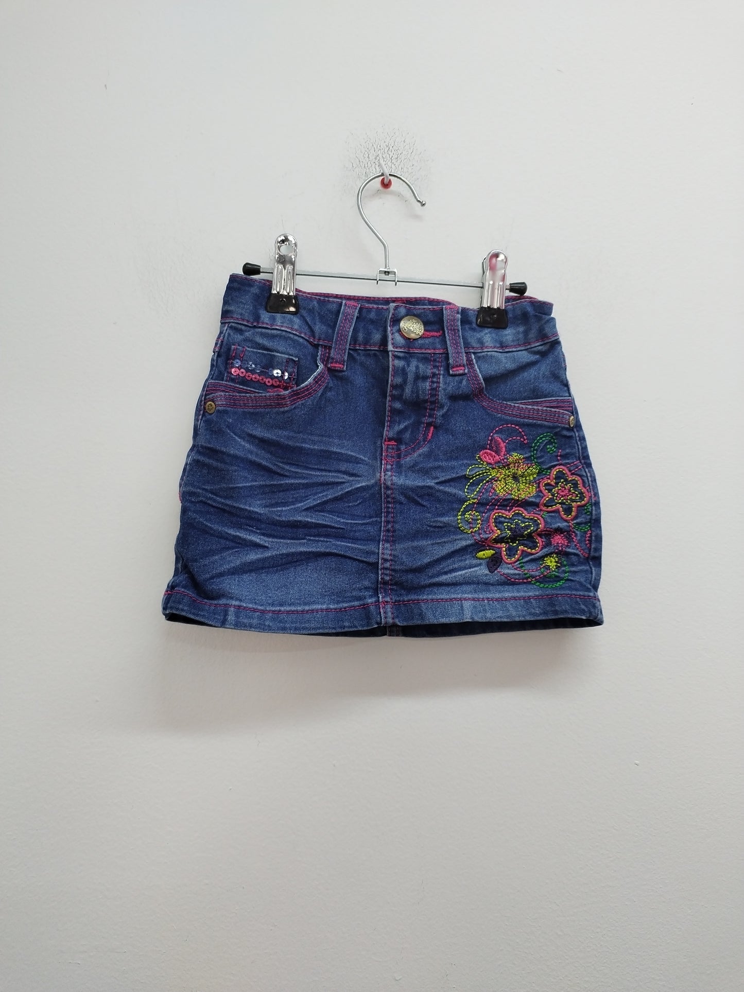 Jupe en jeans Haora bleue avec broderie Taille 3 Ans