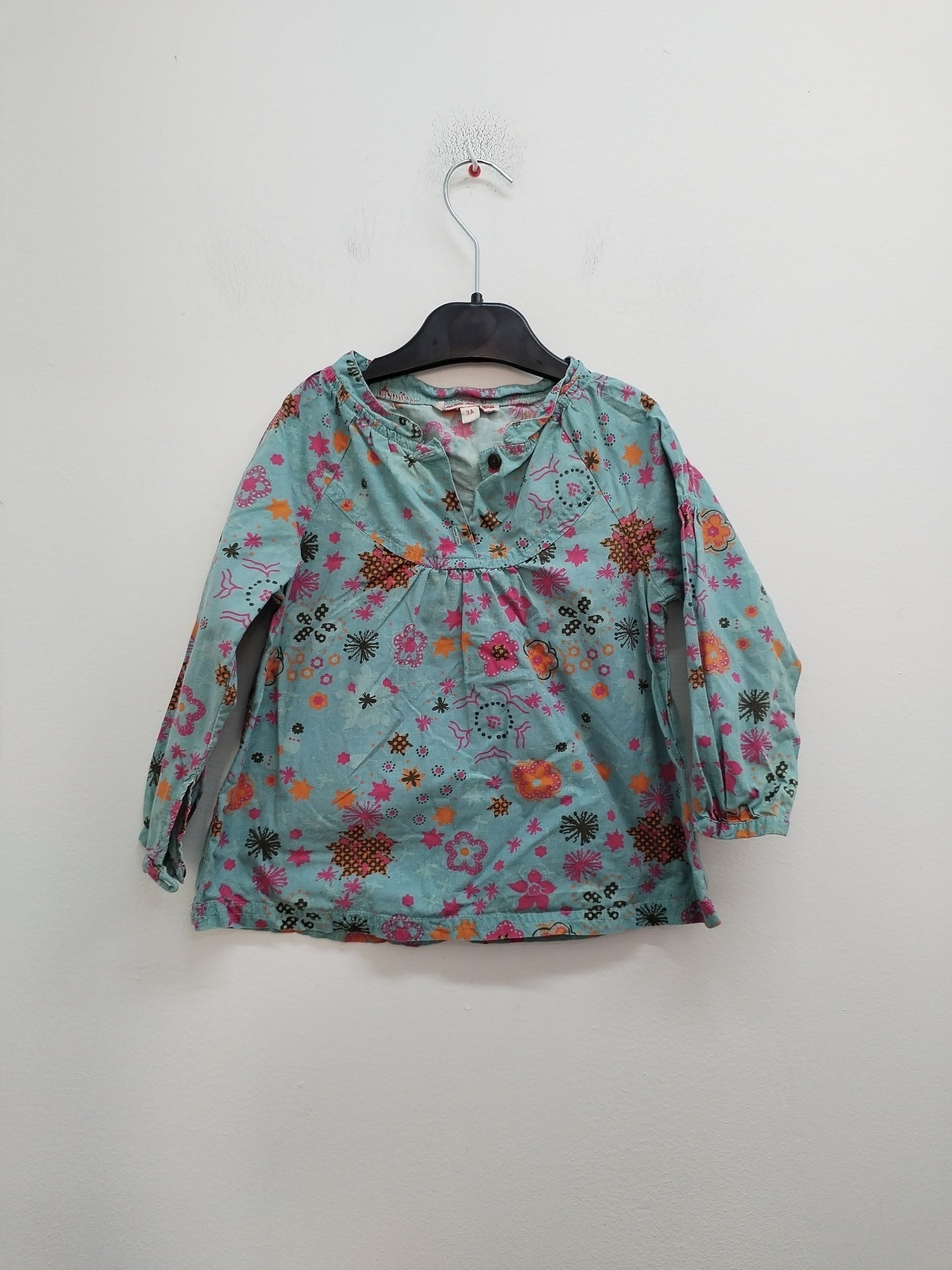 Tunique manches longues Salso Bamba turquoise fleurie Taille 3 Ans
