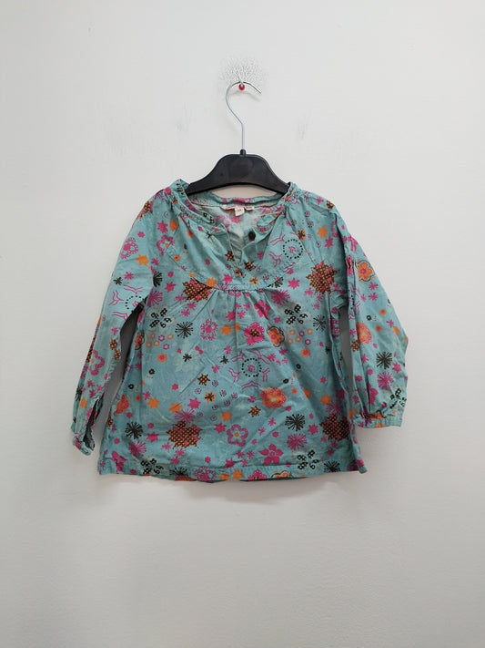 Tunique manches longues Salso Bamba turquoise fleurie Taille 3 Ans