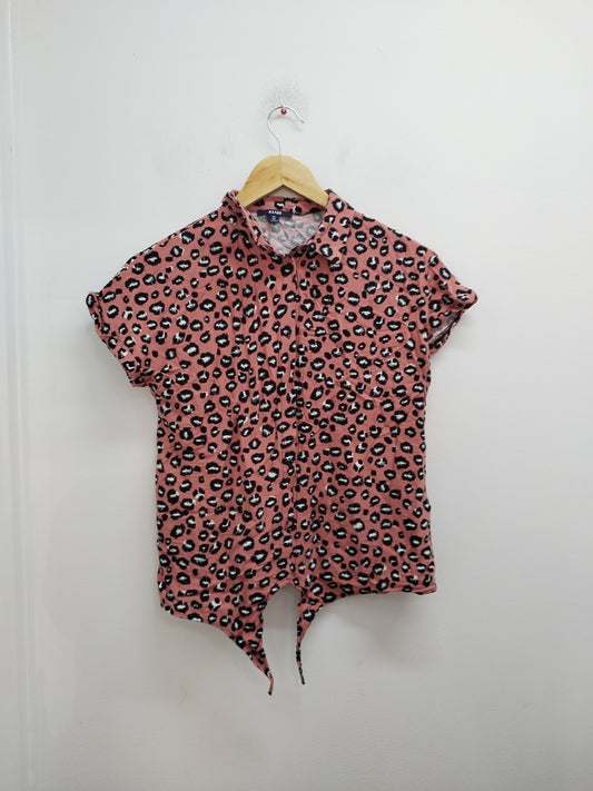 Chemise manches courtes Kiabi vieux rose imprimé animal Taille 14 Ans
