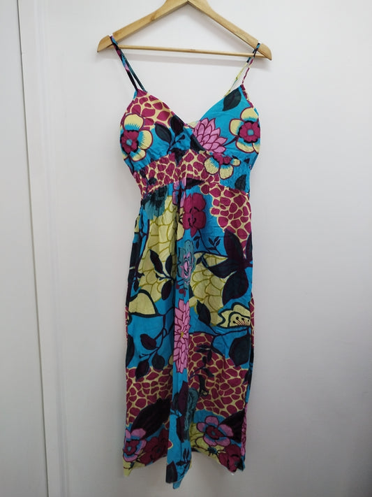 Robe longue à bretelles multicolore fleurie Taille M