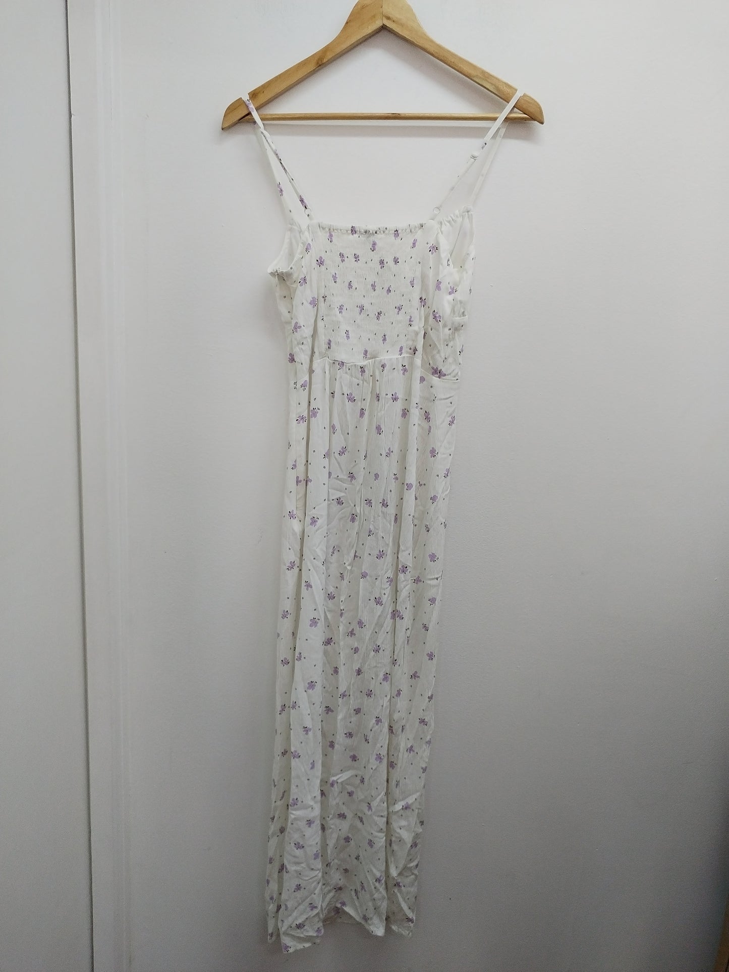 Robe longue à bretelles Jennyfer blanche fleurie Taille S