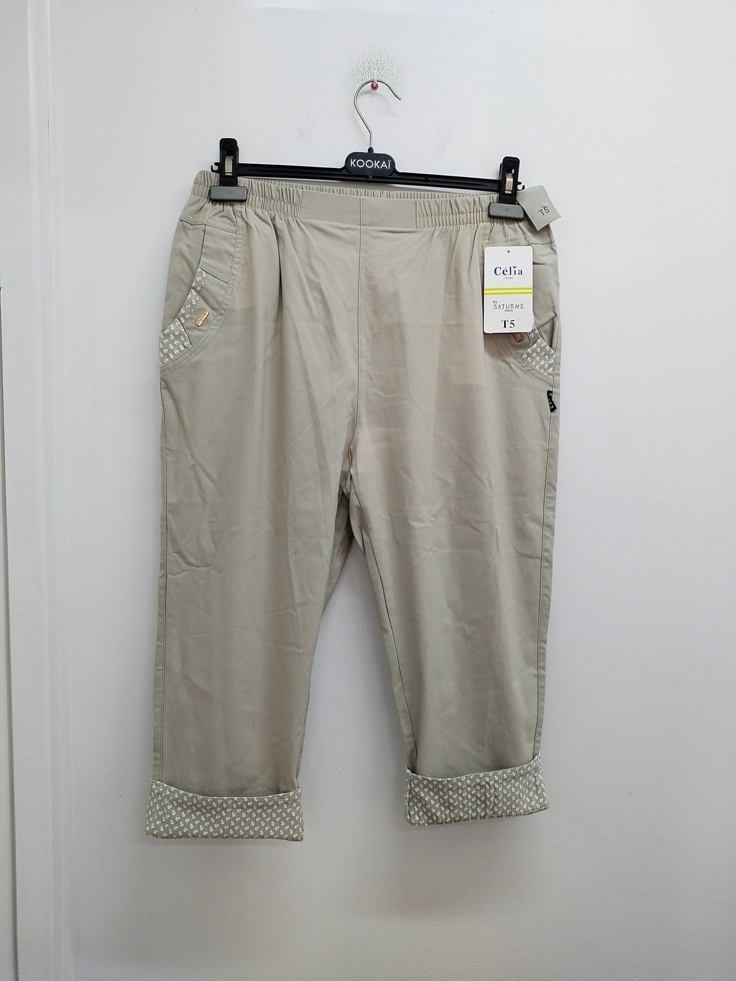 Pantacourt Celia Jeans beige Taille 2XL