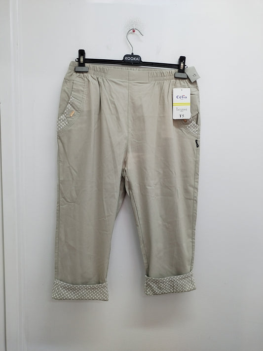 Pantacourt Celia Jeans beige Taille 2XL