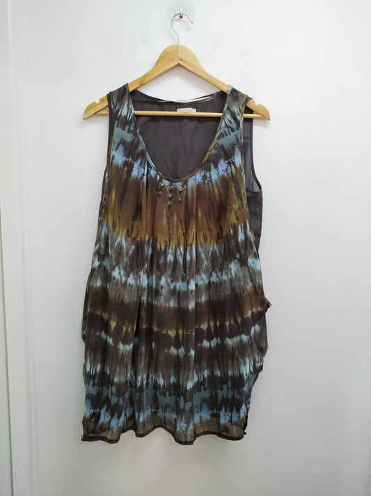 Robe sans manches Jacqueline Riu marron et bleue Taille 46