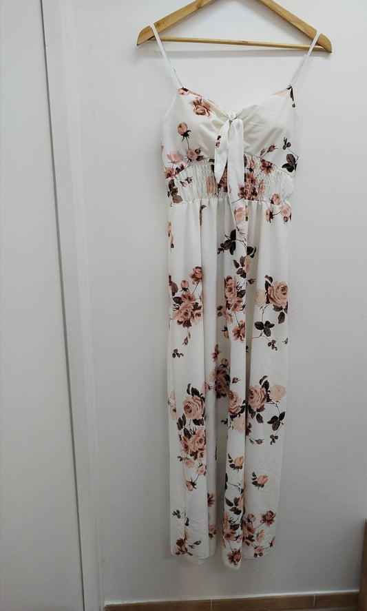 Robe longues à bretelles blanche fleurie Taille M