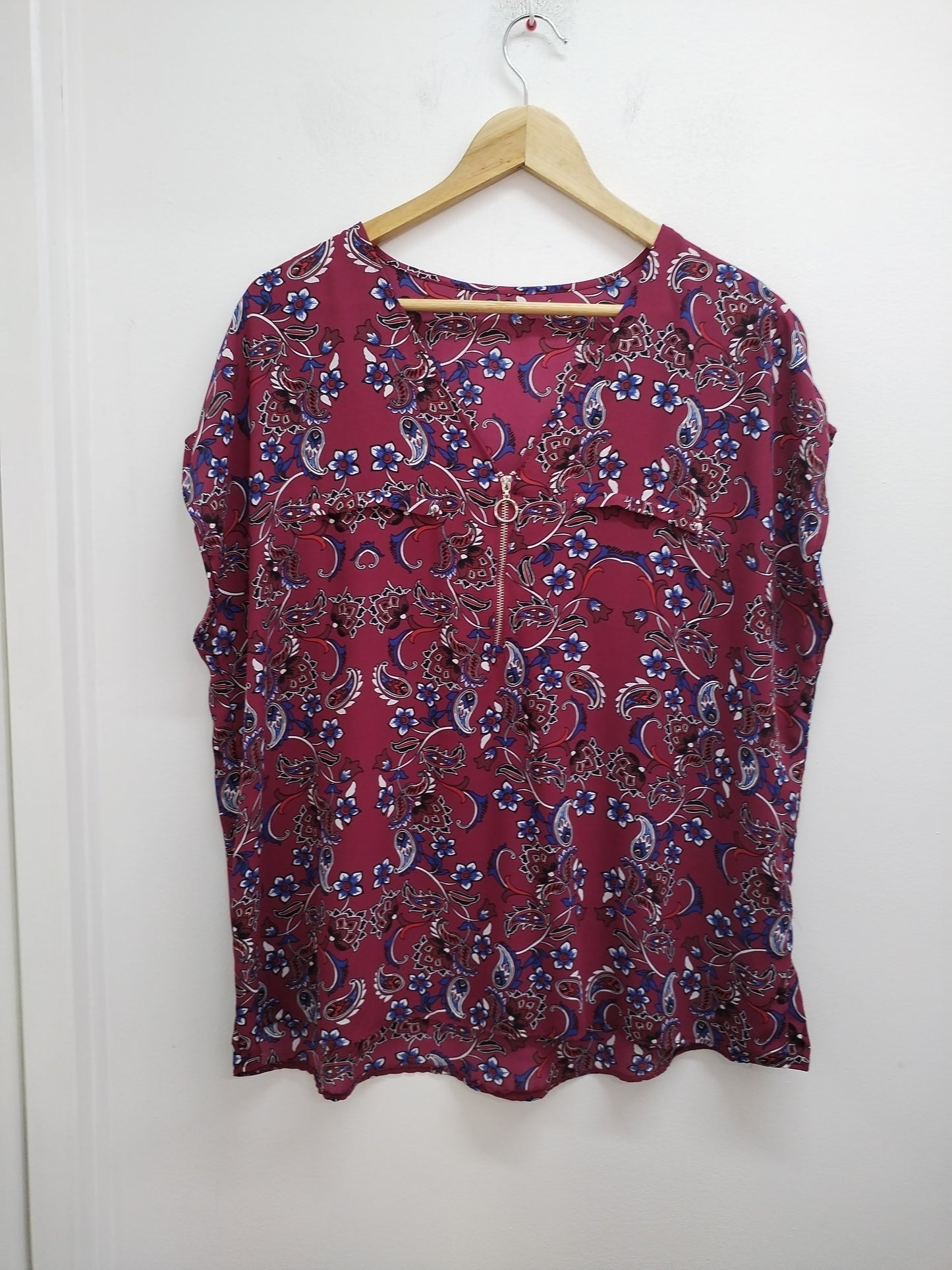 Tunique manches courtes bordeaux à motifs Taille XL