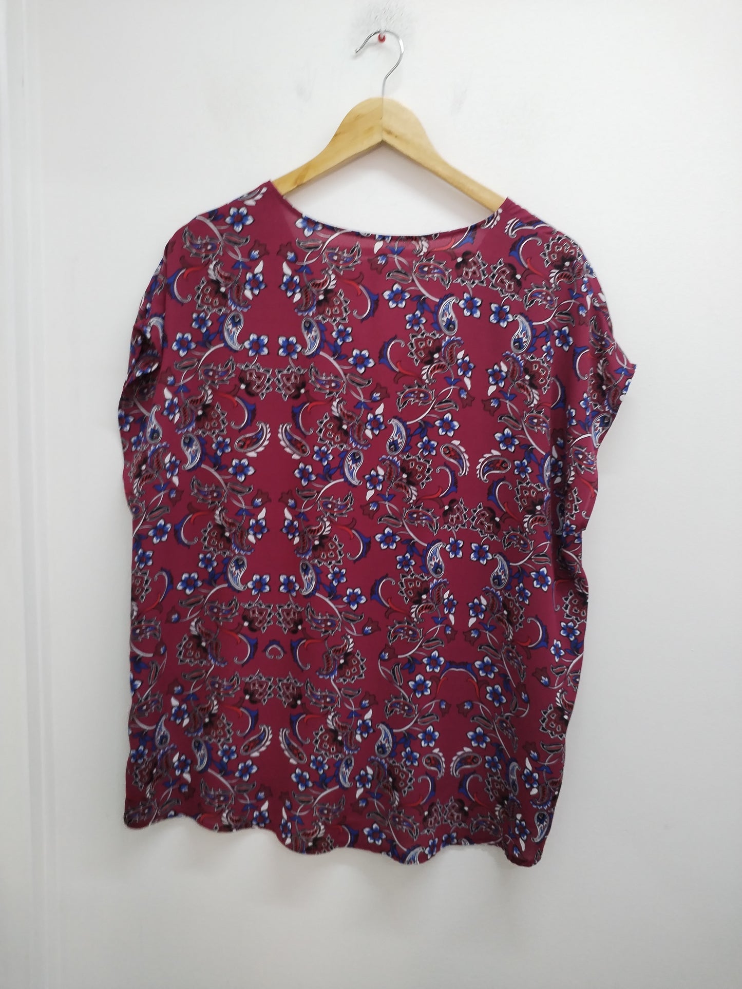 Tunique manches courtes bordeaux à motifs Taille XL