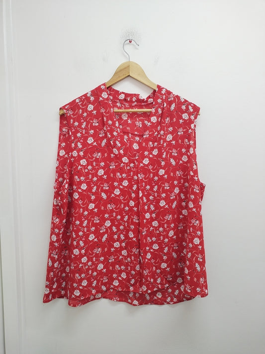 Tunique sans manches rouge fleurie Taille 2XL