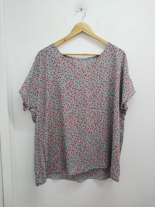 Tunique manches courtes turquoise fleurie Taille 2XL