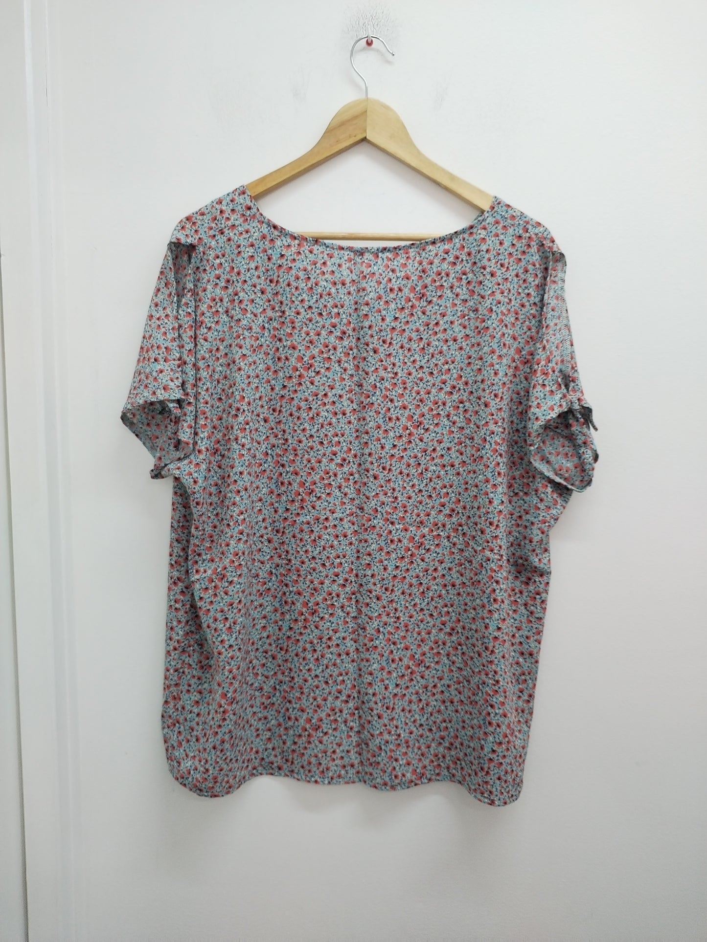 Tunique manches courtes turquoise fleurie Taille 2XL