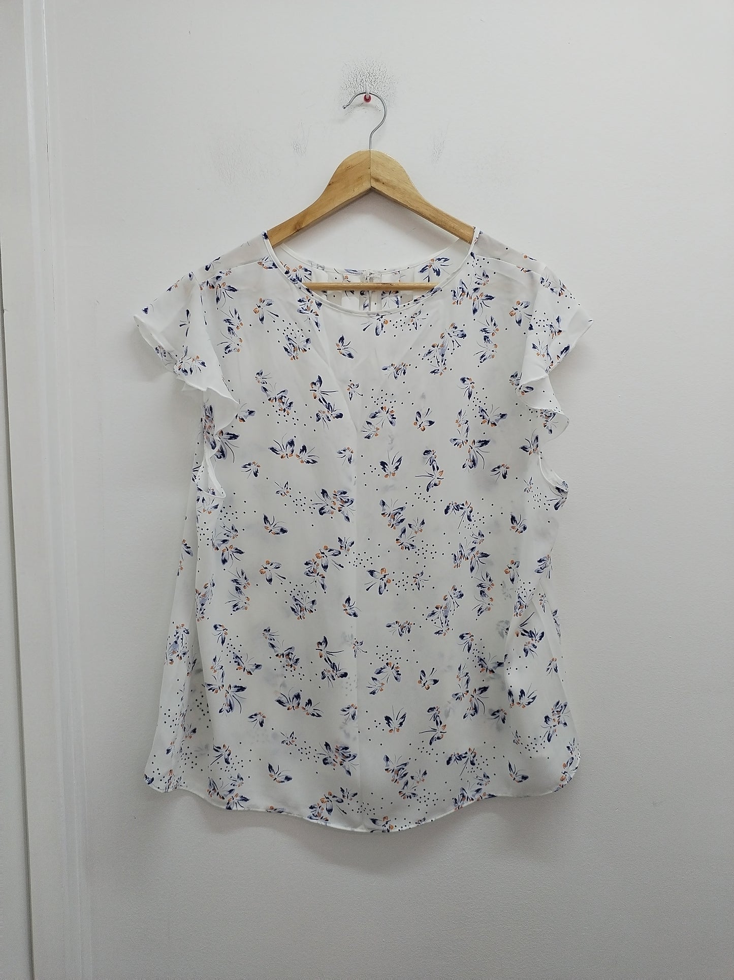 Tunique manches courtes blanche à motifs papillons Taille XL