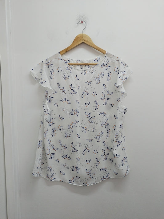 Tunique manches courtes blanche à motifs papillons Taille XL
