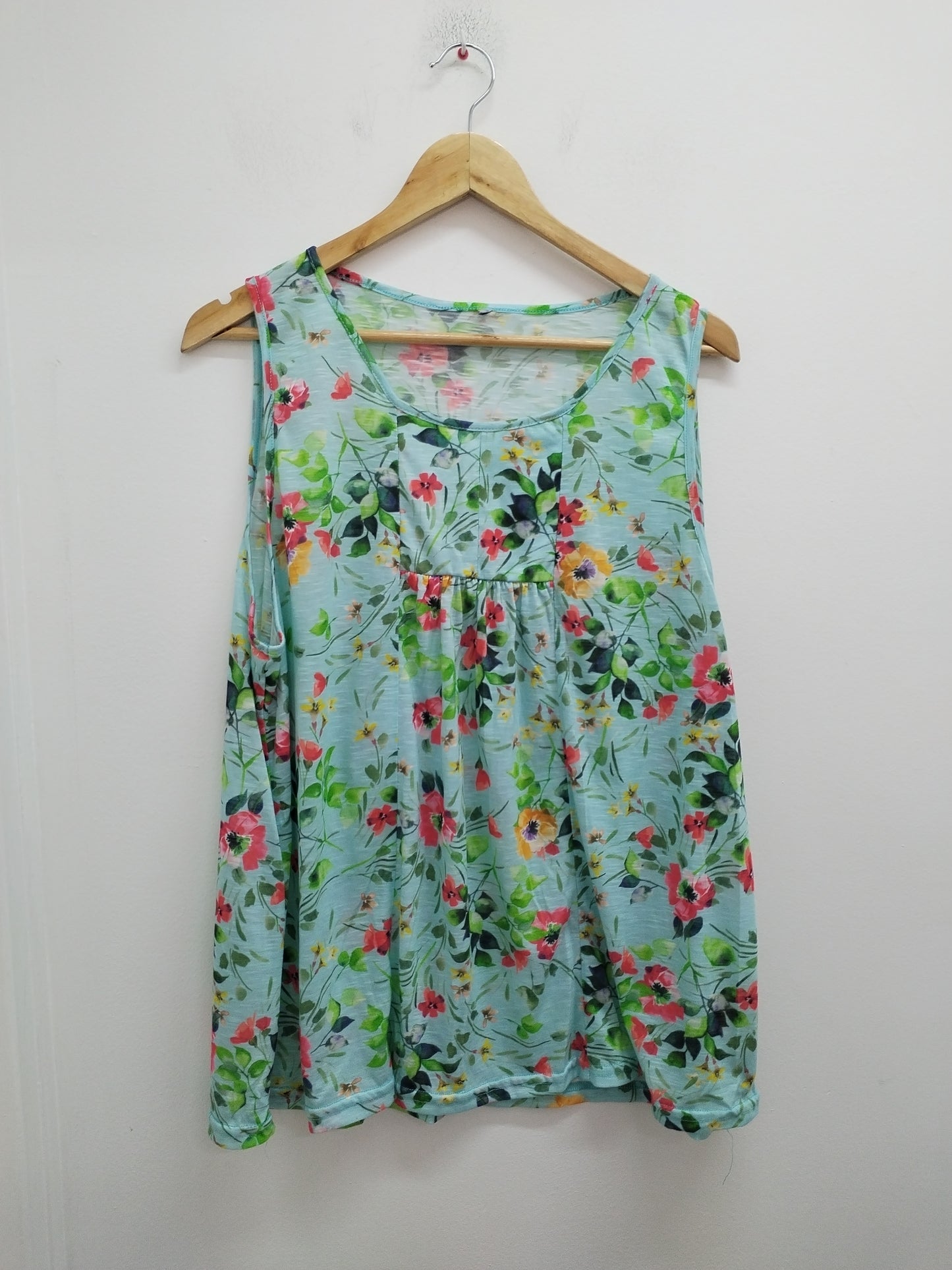 Débardeur turquoise fleuri Taille 2XL