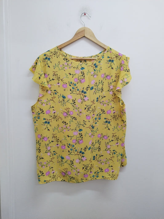 Tunique manches courtes jaune fleurie Taille XL