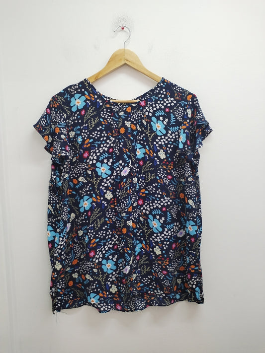 Tunique manches courtes marine fleurie Taille XL