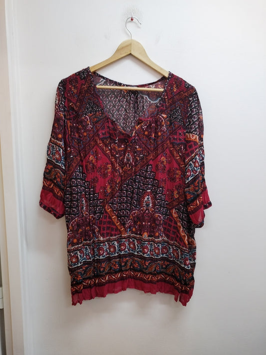 Tunique en voile manches 3/4 à motifs multicolores Taille 2XL