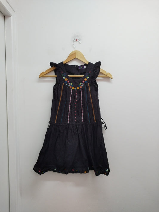 Robe sans manches Sergent Major marron foncé avec broderie Taille 7 Ans