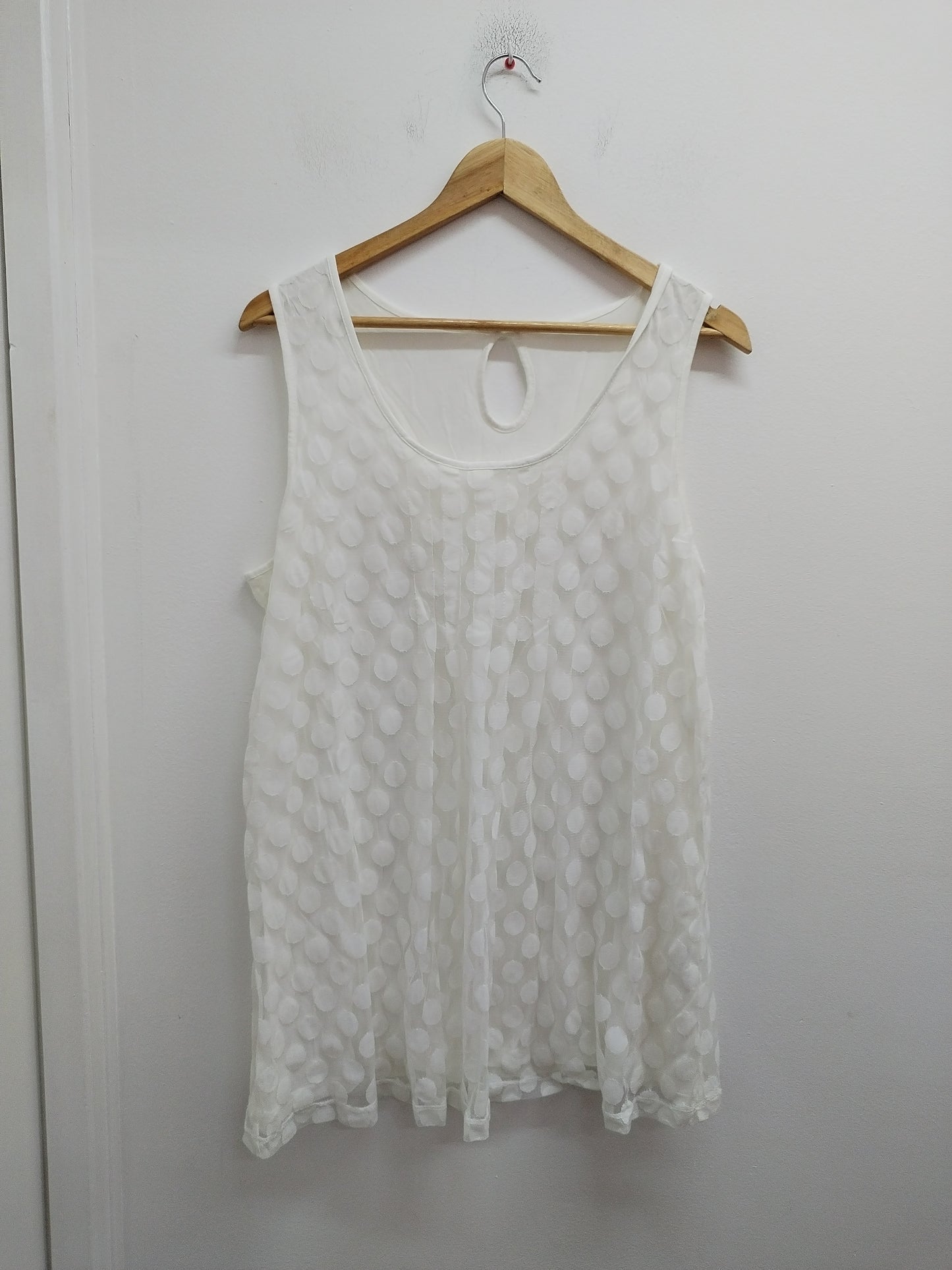 Débardeur avec voile M&S Mode blanc à pois Taille 2XL