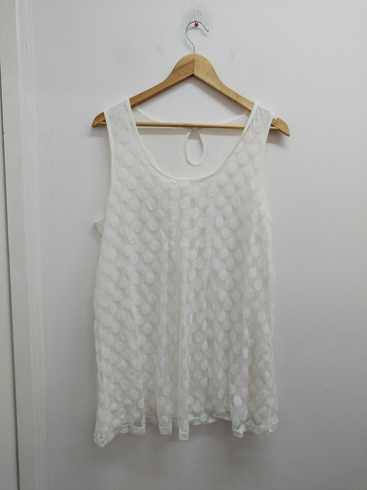 Débardeur avec voile M&S Mode blanc à pois Taille 2XL
