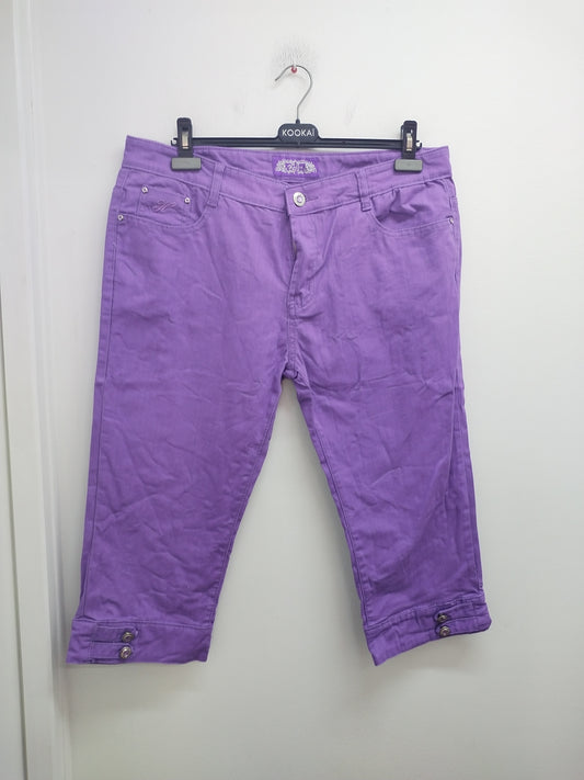 Pantacourt en jeans Haodi violet Taille 46