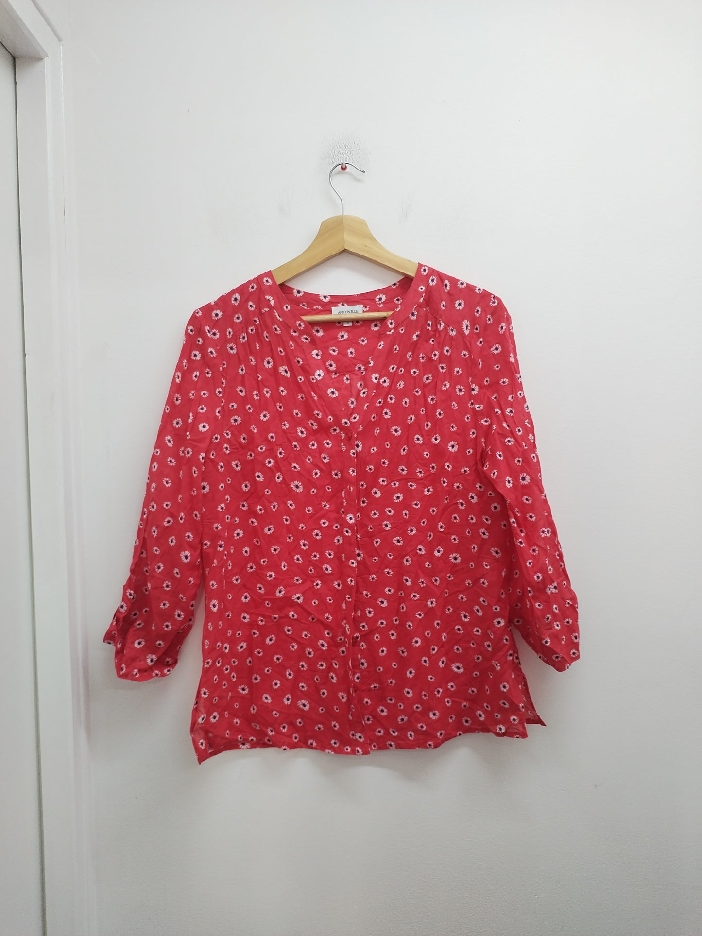 Chemise manches 3/4 Antonelle rouge fleurie Taille L