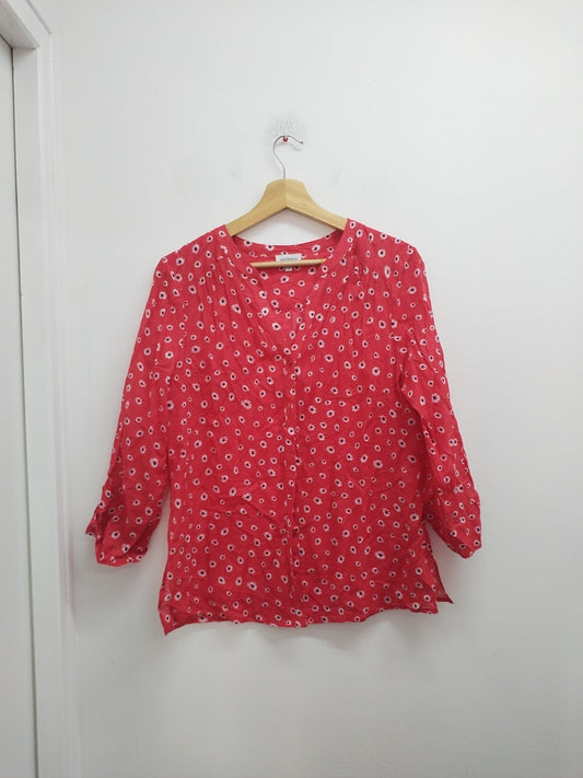 Chemise manches 3/4 Antonelle rouge fleurie Taille L