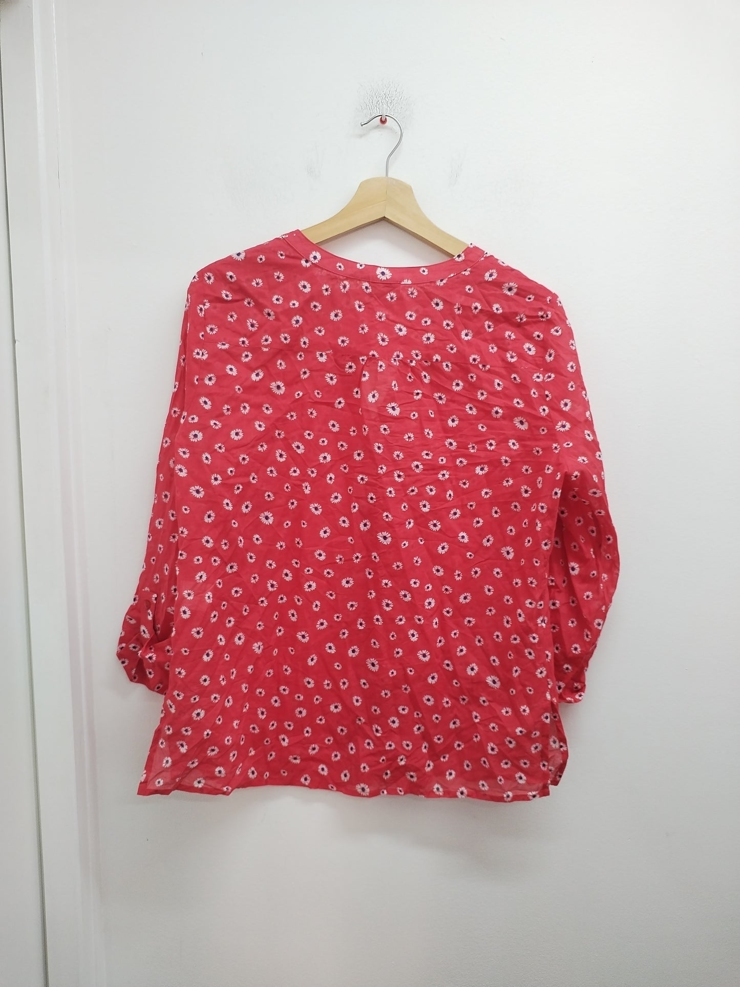Chemise manches 3/4 Antonelle rouge fleurie Taille L
