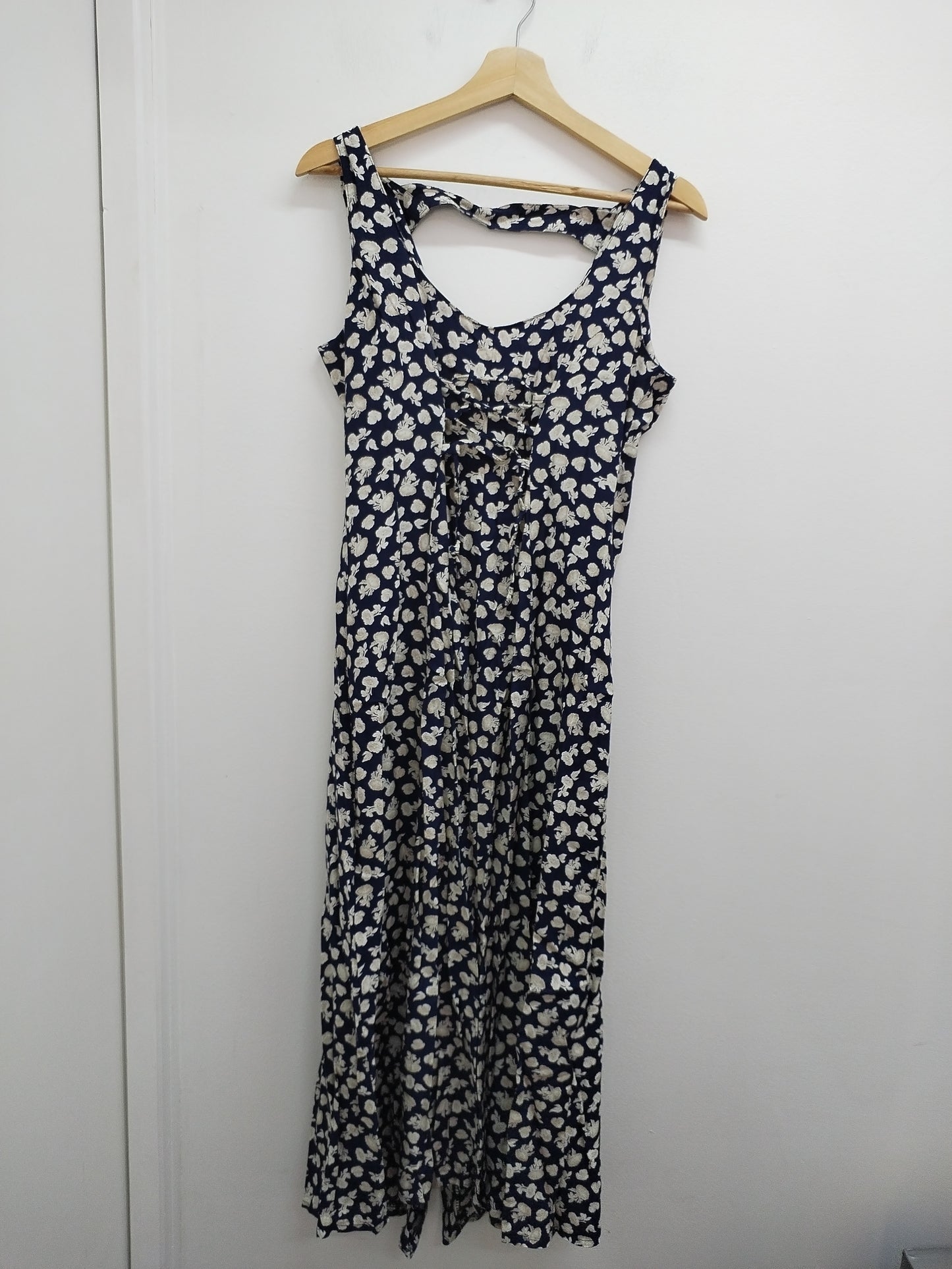 Robe longue sans manches Carbone marine fleurie Taille M