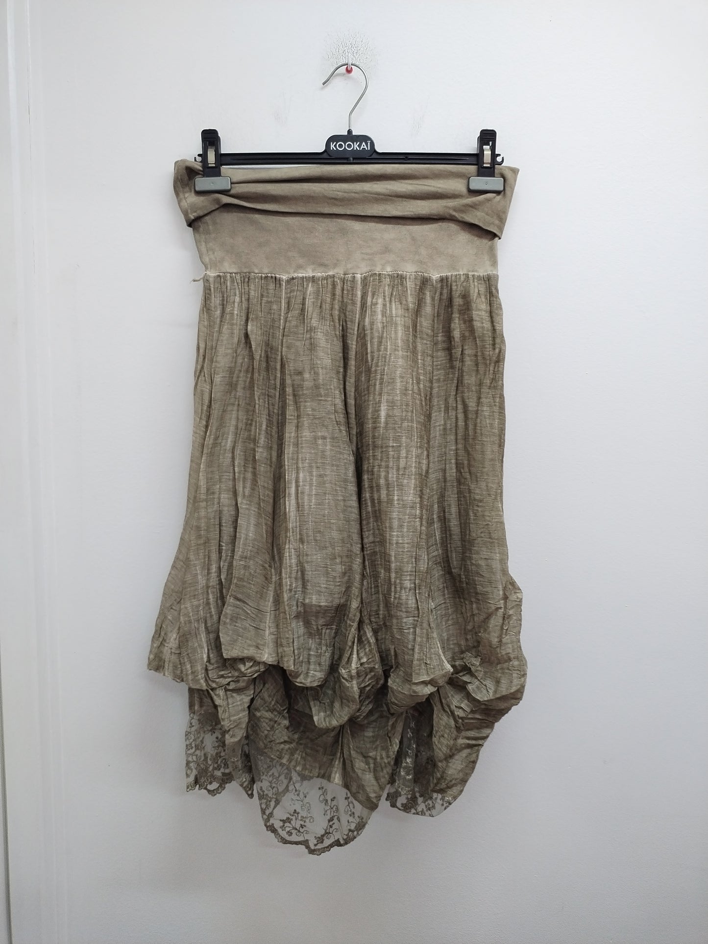 Jupe beige chinée avec dentelle Taille L