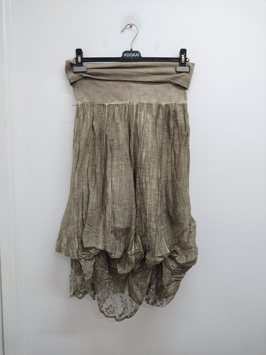 Jupe beige chinée avec dentelle Taille L