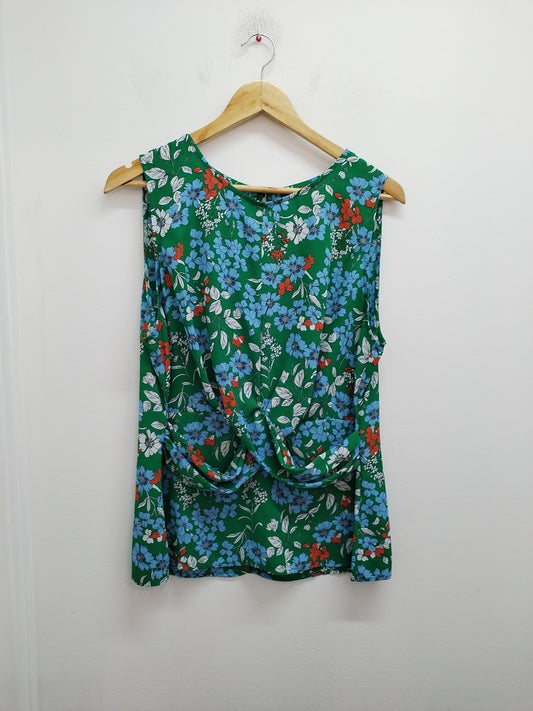 Tunique sans manches verte fleurie Taille L