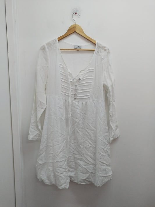Robe légère manches longues Chanon blanche Taille L
