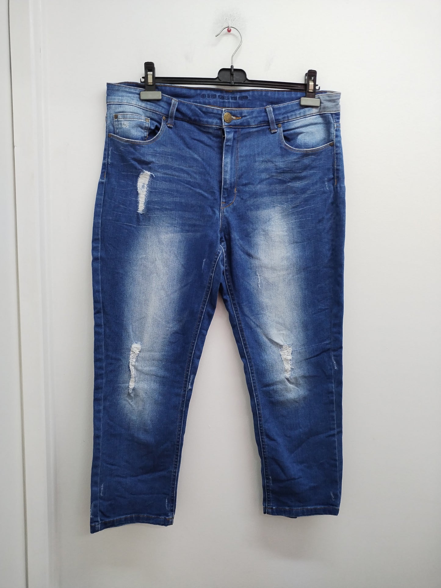 Pantacourt en jeans Naf-Naf bleu avec "usure" Taille 48