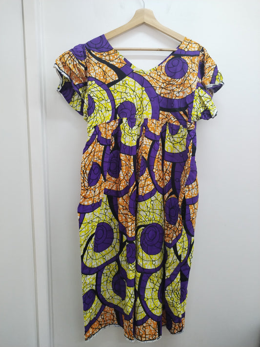 Robe longue manches courtes à motifs Taille L
