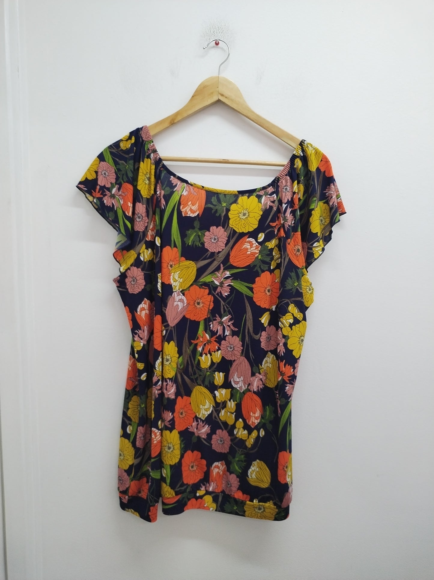 Tunique manches courtes marine fleurie Taille XL