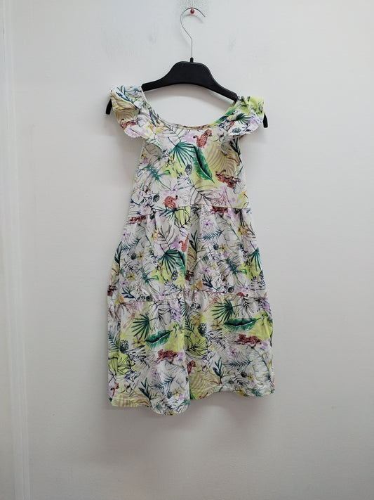Robe à bretelles croisées Garcia blanche fleurie Taille 8/10 Ans