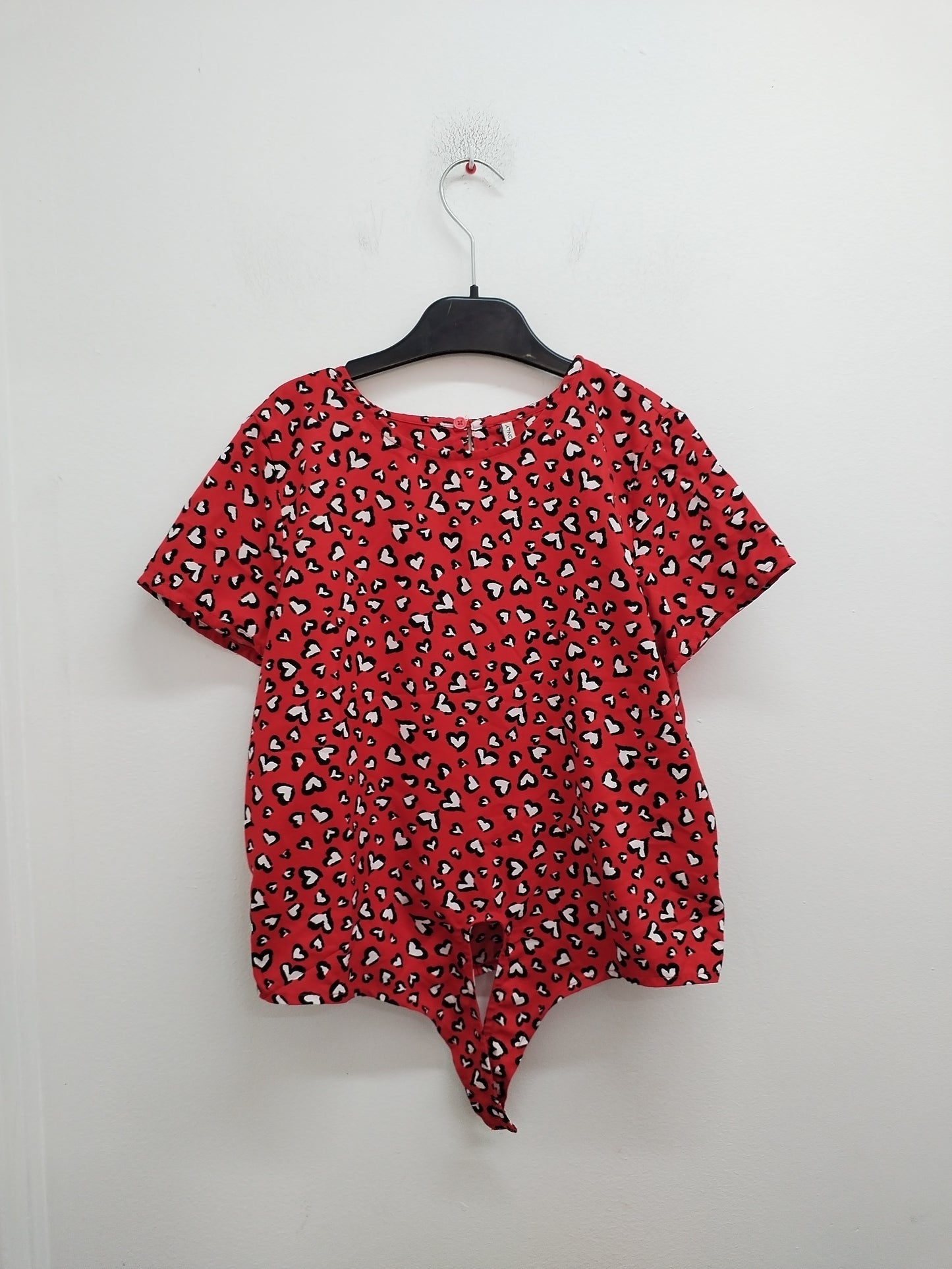 Tunique manches courtes Only rouge à motifs cœurs Taille 11 Ans