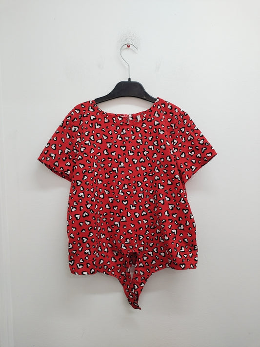 Tunique manches courtes Only rouge à motifs cœurs Taille 11 Ans